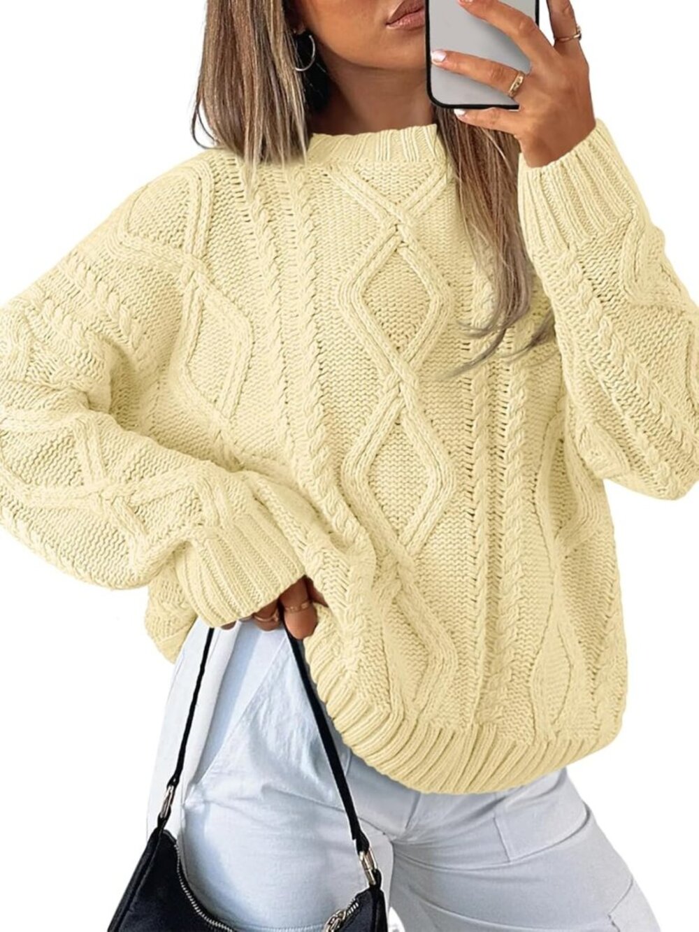 Chic Oversized Cable Knit Sweater for Women - Trendy Fall Outfit 2026